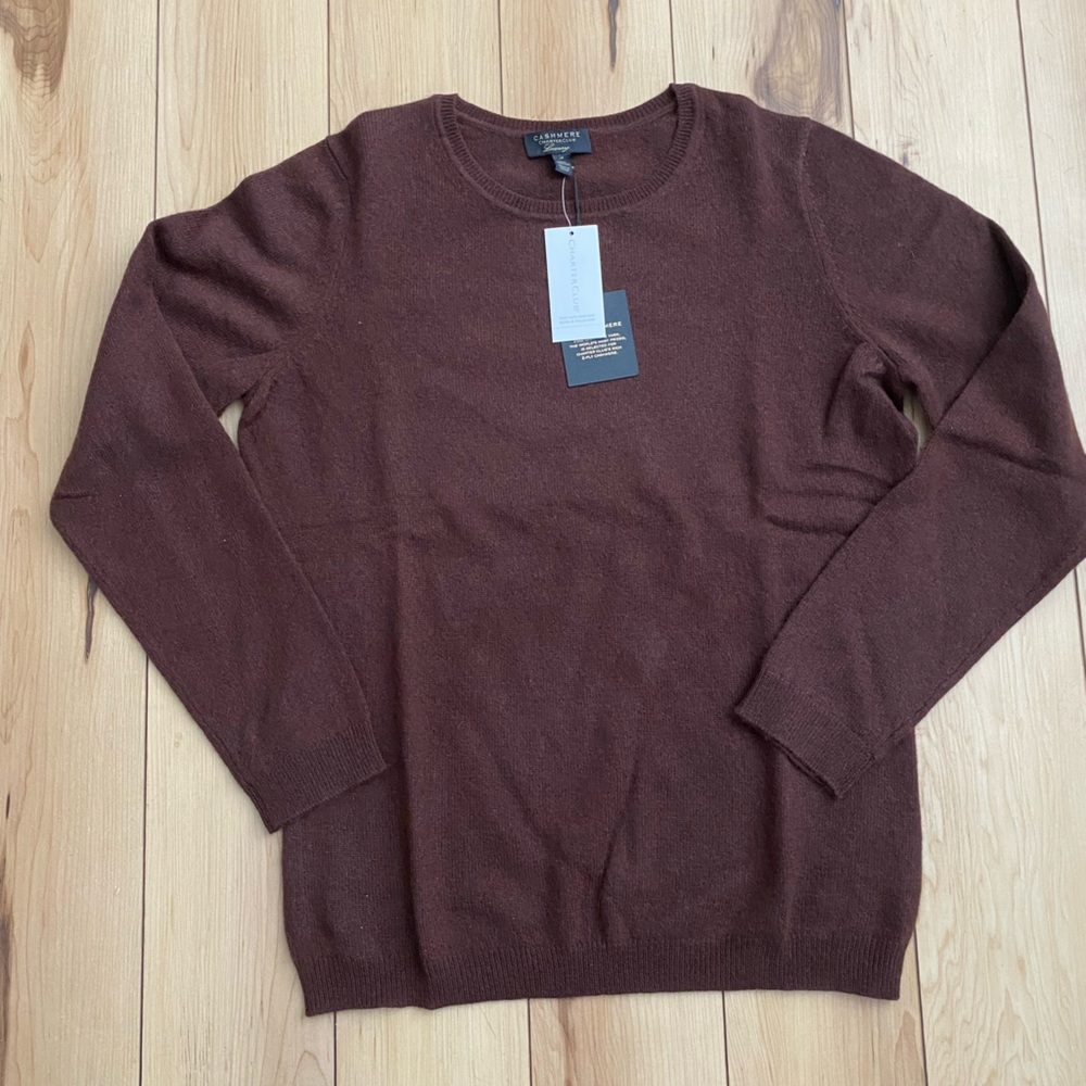 Charter Club Rich Brown Crew Neck Sweater